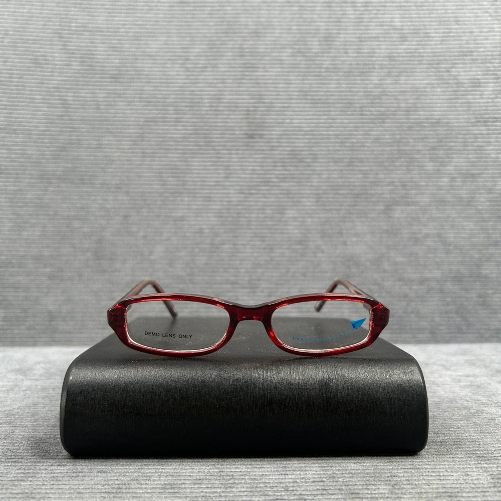 Red Rectangular Y2k Eyeglass Frames EVF8016 45-16-127 Demo Lenses